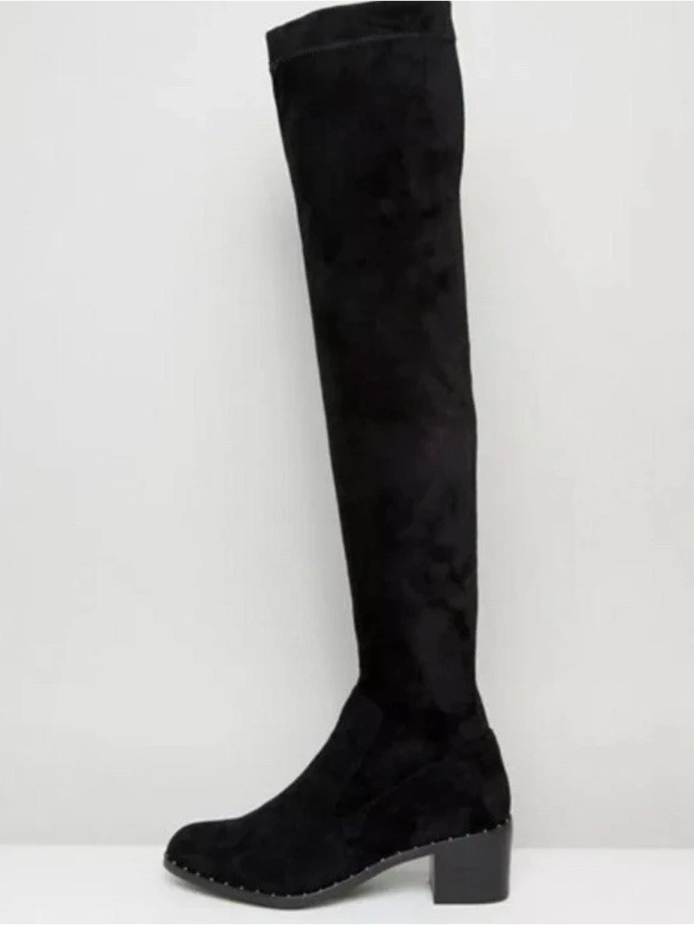 Sol Sana Bianca Black Over the Knee Faux Suede Thigh High Boho Boots